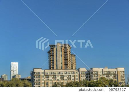 Austin, Texas- Apartment buildings with contemporary exterior against the sky 96792527