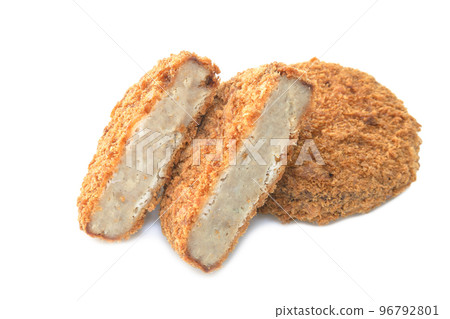 新鮮炸肉排，橫截面 [白色背景/剪裁] 96792801