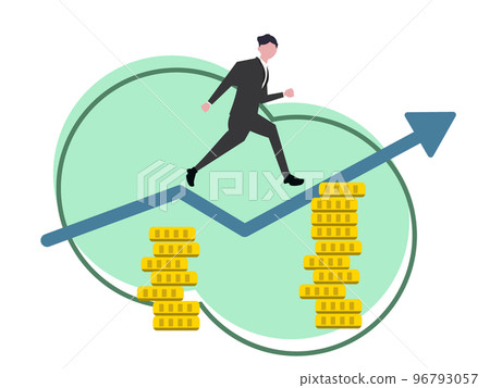 businessman making money. Upward arrow, profit, income businessman making money. Upward arrow, profit, income 96793057