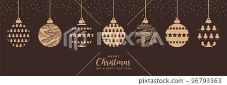 christmas bauble decoration different pattern and confetti 96793563