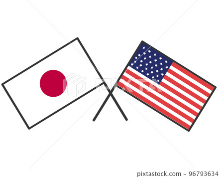 Flag of Japan and the United States 96793634