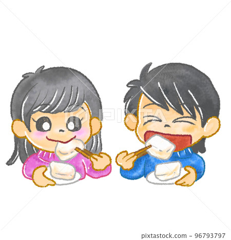 children eating rice cakes children eating rice cakes 96793797