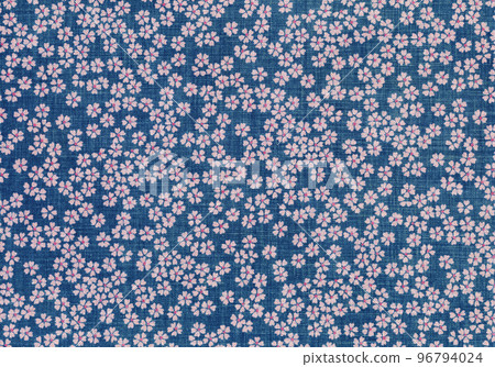 Faded indigo dyed fabric, pink cherry blossom fubuki 96794024
