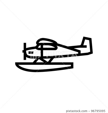 floatplane airplane aircraft line icon vector illustration 96795095
