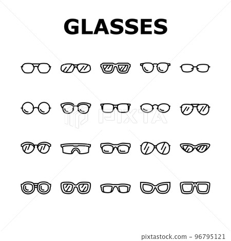 glasses optical style frame icons set vector 96795121