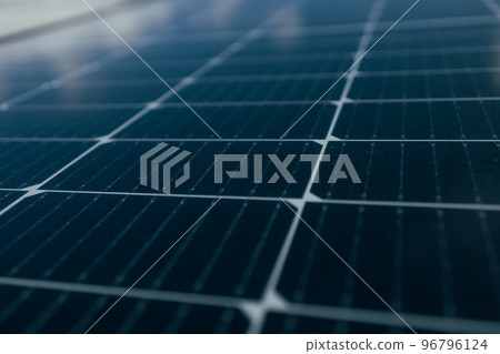 Close-up of modern photovoltaic solar battery panels. Solar panel, photovoltaic, alternative electricity source. Efficient ecological solar farm. Close-up of modern photovoltaic solar battery panels. Solar panel, photovoltaic, alternative electricity source. Efficient ecological solar farm. 96796124