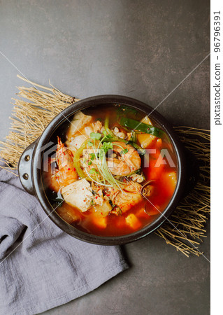 Delicious Korean food ecological soup dish with shrimp Delicious Korean food ecological soup dish with shrimp 96796391