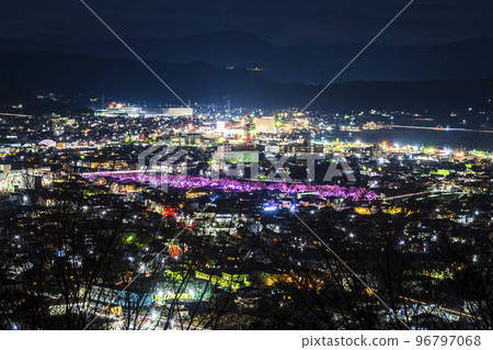 Winter night view of Ogawara Town, Miyagi Prefecture seen from Funaoka Castle Ruins Park Shibata Town, Miyagi Prefecture 96797068