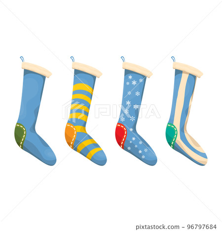 Blue Cartoon Socks on White Background Stock Vector - Illustration