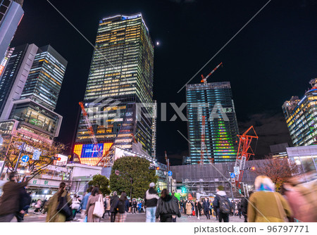 Tokyo cityscape in Japan A huge Christmas tree is already lit in the city of December (in the building of Sakuragaoka redevelopment) = December 2 96797771