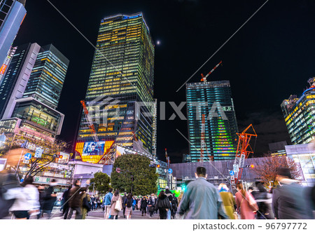 Tokyo cityscape in Japan A huge Christmas tree is already lit in the city of December (in the building of Sakuragaoka redevelopment) = December 2 96797772