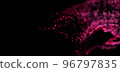 Demonstrating color of 2023 Viva Magenta. 3D Render of many small purple red particles flying on black festive background. Trendy backdrop for your design. Three-dimensional illustration 96797835