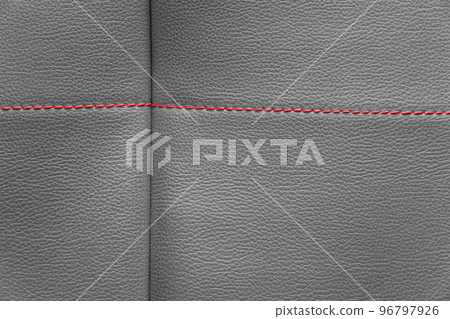 Sewing stitch sew thread pattern seam material craft fabric design cloth grey, close up Sewing stitch sew thread pattern seam material craft fabric design cloth grey, close up 96797926