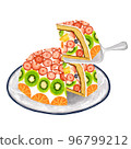 Zuccott cake, dome cake, whole cake, cake server serving the fruit cake on the plate 96799212