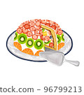 Fruit cake on a plate, Zuccott cake, Dome cake, Whole cake, Cake server 96799213