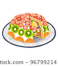 Fruit cake on a plate Zuccot cake Dome cake Whole cake 96799214