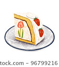 Strawberry Dome Cake on a Plate Shortcake Saengil Cake Korean Sweets 96799216