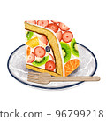 A piece of fruit cake served on a plate with a fork Zuccott cake Dome cake 96799218