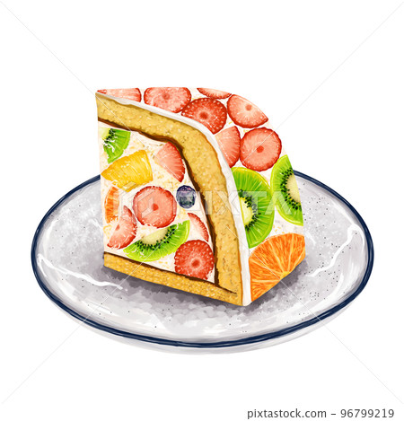 Fruit cake on a plate Zuccot cake Dome cake slice 96799219