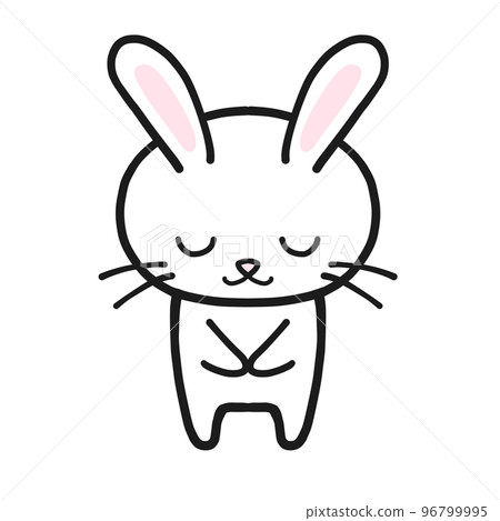 兩隻兔子禮貌地鞠躬 96799995