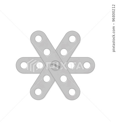 Alphabet from the details of the iron constructor. Star sign. Vector illustration isolated on white background Alphabet from the details of the iron constructor. Star sign. Vector illustration isolated on white background 96800212