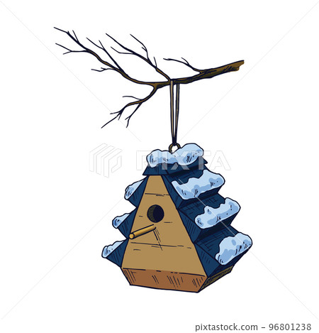 Sketch of nest box or bird box, vector clipart. Sketch of nest box or bird box, vector clipart. 96801238