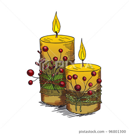 Colorful sketch of candle or candlelight, vector. 96801300