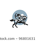 Sagittarius A woman shoots a bow and rides a horse 96801631