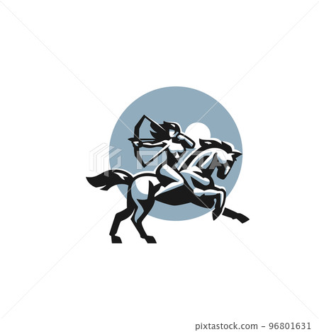 Sagittarius A woman shoots a bow and rides a horse Sagittarius A woman shoots a bow and rides a horse 96801631