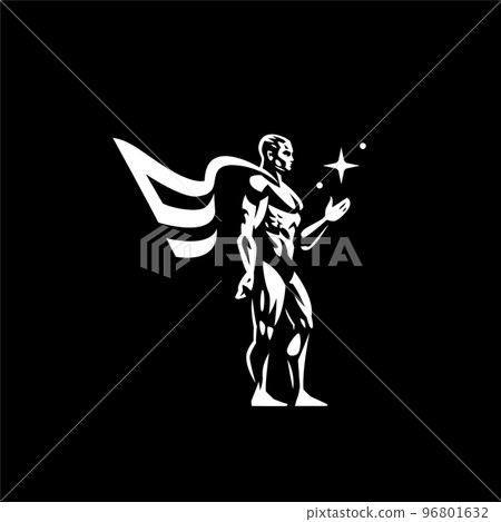 Star Man A muscular man resembling a superhero in a raincoat holds a star in his hand. Star Man A muscular man resembling a superhero in a raincoat holds a star in his hand. 96801632