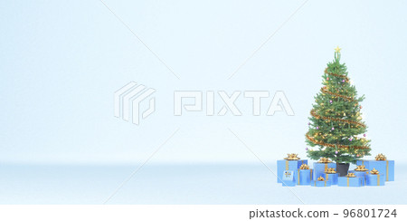 雪地裡放著一棵聖誕樹和許多聖誕禮物/聖誕節的背景材料 雪地裡放著一棵聖誕樹和許多聖誕禮物/聖誕節的背景材料 96801724