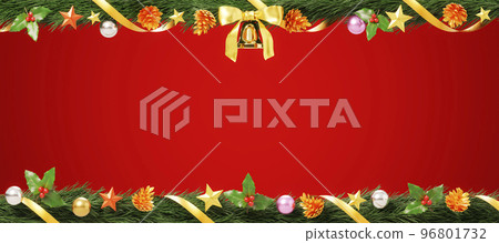 Christmas garland placed on a red background / Christmas background with copy space Christmas garland placed on a red background / Christmas background with copy space 96801732