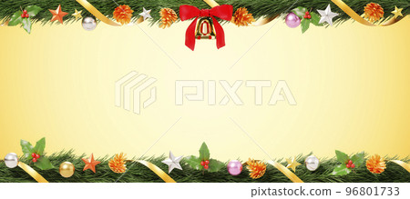 Christmas garland placed on a golden background / Christmas background with copy space Christmas garland placed on a golden background / Christmas background with copy space 96801733