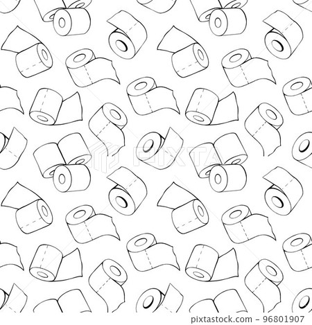 Toilet paper seamless pattern. Vector flat illustration Toilet paper seamless pattern. Vector flat illustration 96801907