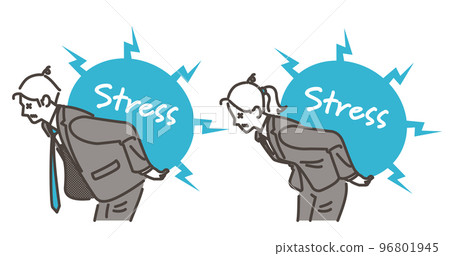 Young men and women business people suffering from stress [upper body vector illustration material] 96801945