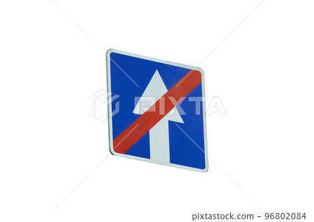 One way traffic end sign isolated on white One way traffic end sign isolated on white 96802084