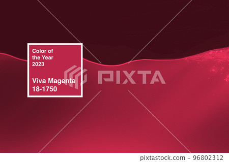 Waving water in aquarium. Color of the year 2023, viva magenta. Waving water in aquarium. Color of the year 2023, viva magenta. 96802312