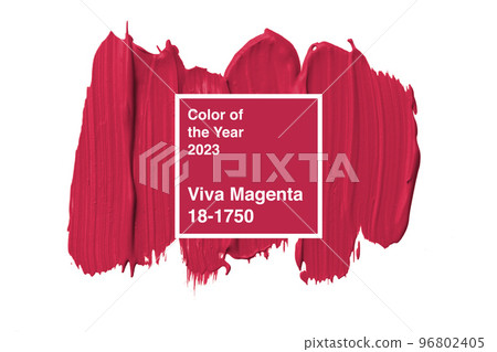Liquid Foundation Smudge On White Background. Color of the year 2023, viva magenta. 96802405