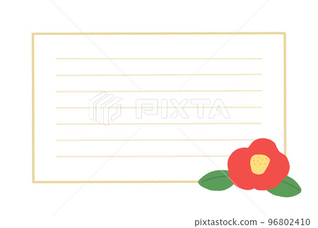 日本現代設計框架與可愛的手繪山茶花直紋/6 線-紅色山茶花 96802410