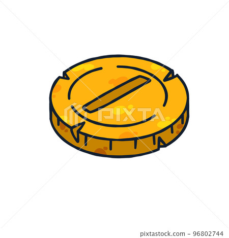 Gold coin. Outline cartoon Icon of money and treasure. Concept of earnings and wealth. Gold coin. Outline cartoon Icon of money and treasure. Concept of earnings and wealth. 96802744