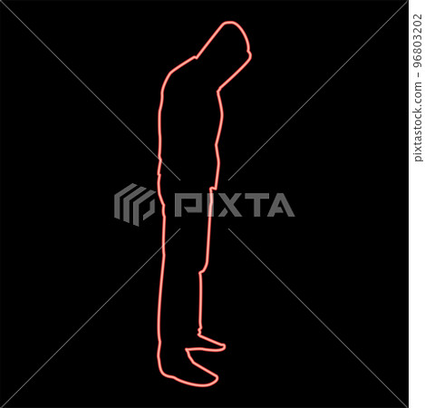 Neon man in the hood concept danger silhouette side view icon red color vector illustration image flat style 96803202