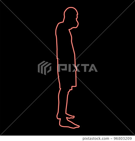 Neon man covering his mouth silhouette concept close mouth shock grief icon red color vector illustration image flat style Neon man covering his mouth silhouette concept close mouth shock grief icon red color vector illustration image flat style 96803209