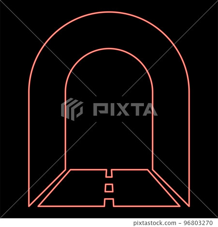 Neon subway tunnel with road for car icon red color vector illustration image flat style 96803270