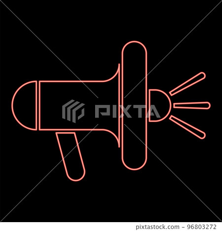 Neon loudspeaker megaphone icon red color vector illustration image flat style Neon loudspeaker megaphone icon red color vector illustration image flat style 96803272