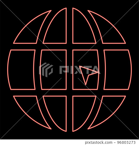 Neon world with arrow world click concept website icon red color vector illustration image flat style 96803273