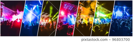 Crowd raising their hands and enjoying great festival party or concert. 96803700