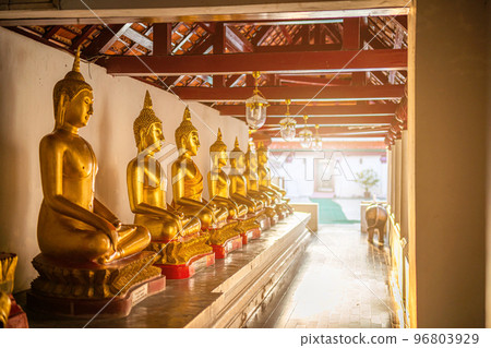 Old Beautiful Golden Buddha Many statues at Wat Phra Si Rattana Mahathat also colloquially referred to as Wat Yai is a Buddhist temple It is a major tourist is Public places in Phitsanulok,Thailand. Old Beautiful Golden Buddha Many statues at Wat Phra Si Rattana Mahathat also colloquially referred to as Wat Yai is a Buddhist temple It is a major tourist is Public places in Phitsanulok,Thailand. 96803929