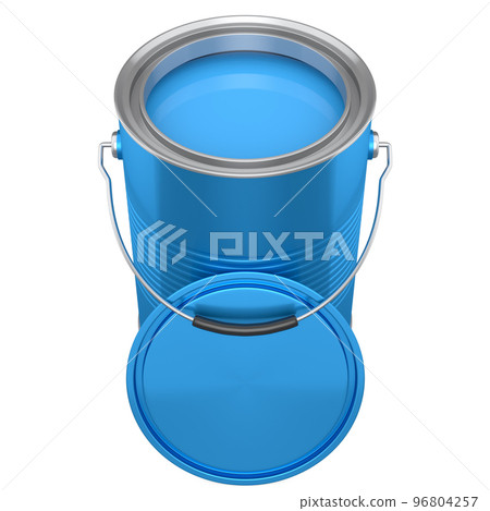 Open metal can or buckets of paint with handle on white background. 96804257