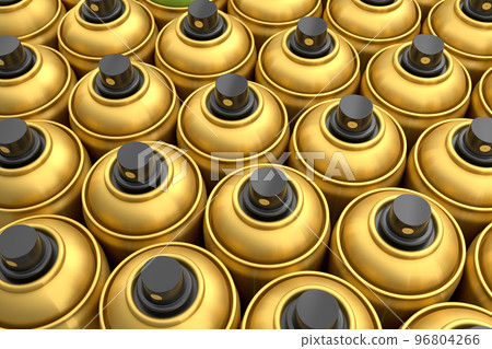 Set of spray paint cans in row on white background. Spray bottle and dispenser Set of spray paint cans in row on white background. Spray bottle and dispenser 96804266
