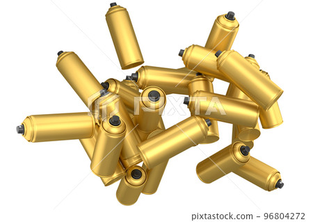Lots of flying spray paint cans on white background. Spray bottle and dispenser Lots of flying spray paint cans on white background. Spray bottle and dispenser 96804272